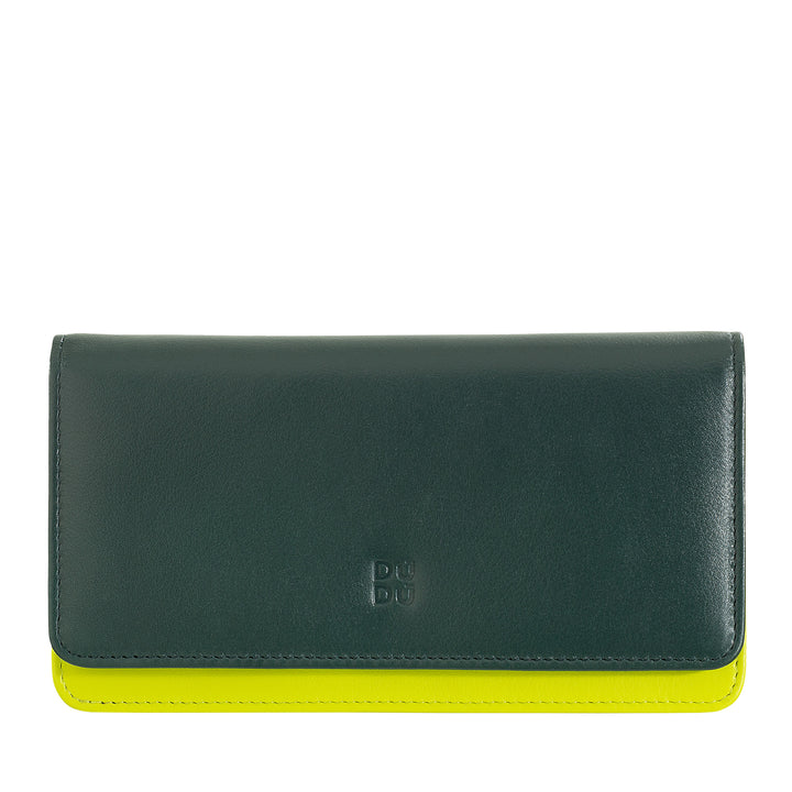DUDU Cartera grande de mujer en bolsita RFID de piel suave multicolor