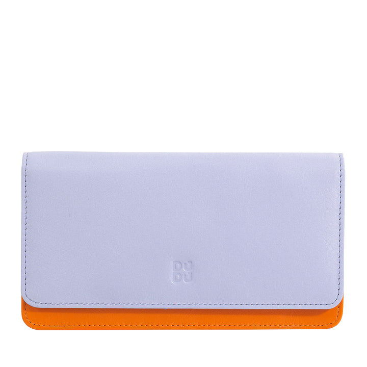 DUDU Cartera grande de mujer en bolsita RFID de piel suave multicolor