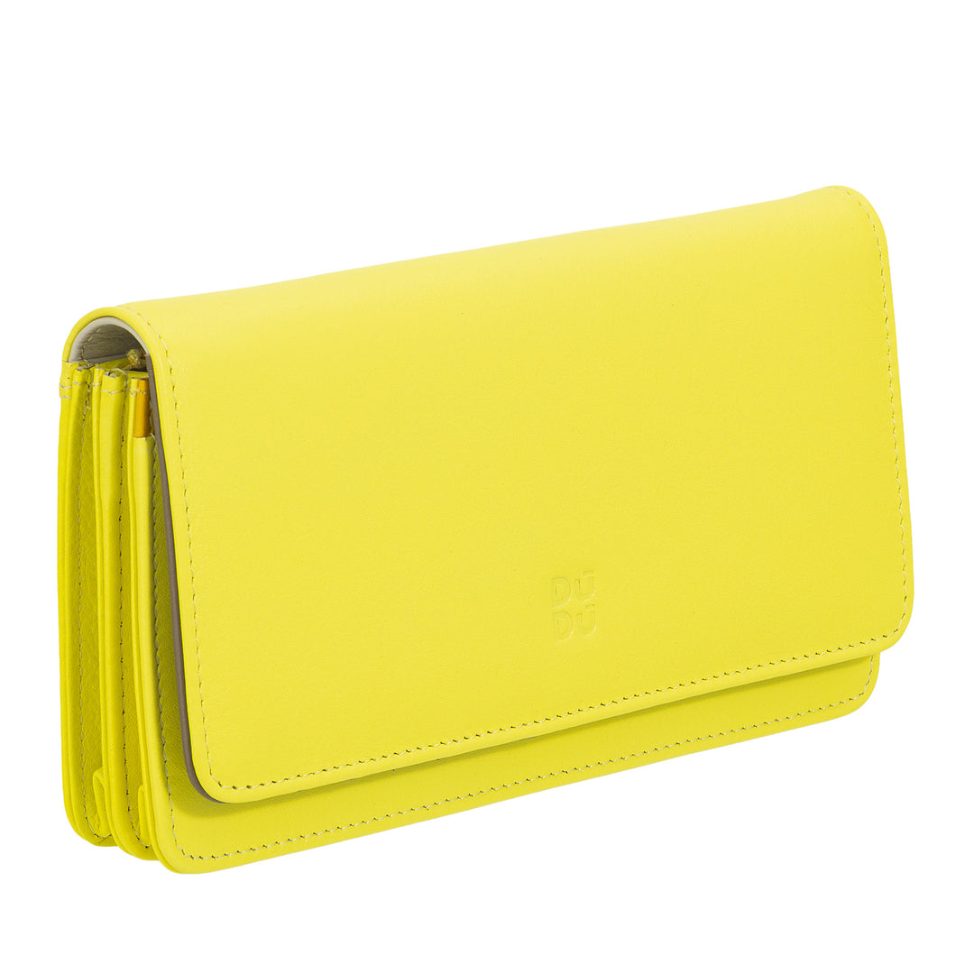 DUDU Cartera grande de mujer en bolsita RFID de piel suave multicolor
