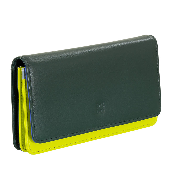DUDU Cartera grande de mujer en bolsita RFID de piel suave multicolor