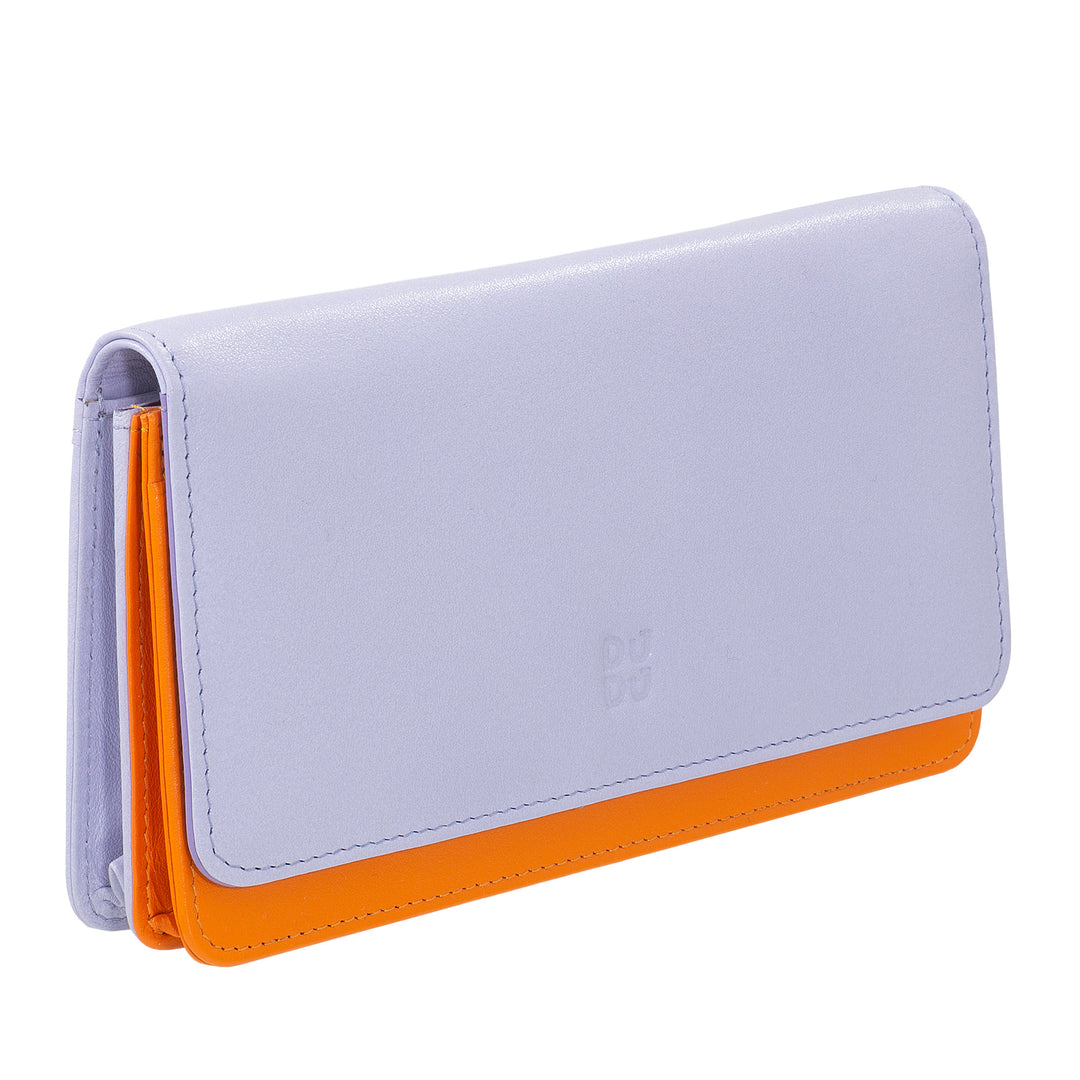 DUDU Cartera grande de mujer en bolsita RFID de piel suave multicolor