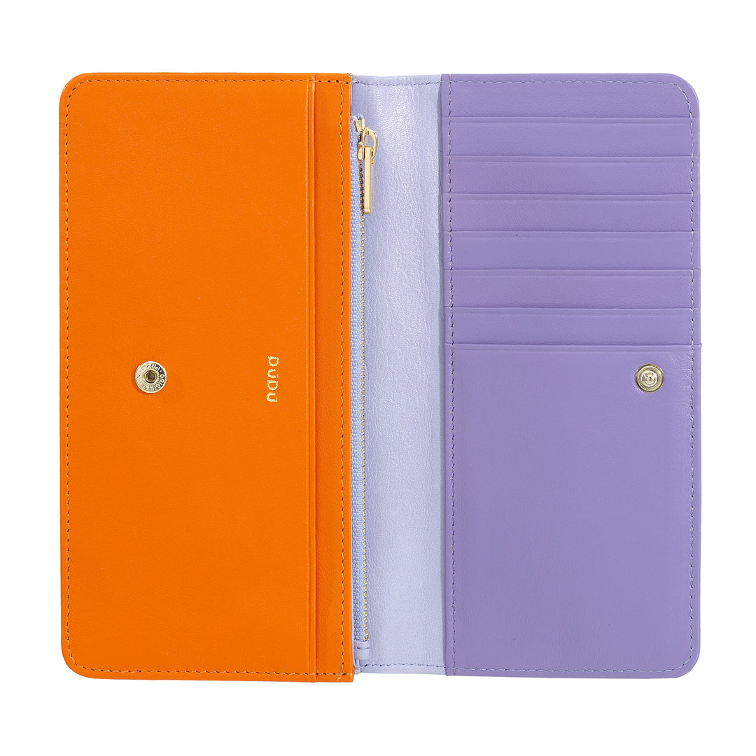 DUDU Cartera grande de mujer en bolsita RFID de piel suave multicolor