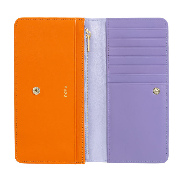 DUDU Cartera grande de mujer en bolsita RFID de piel suave multicolor