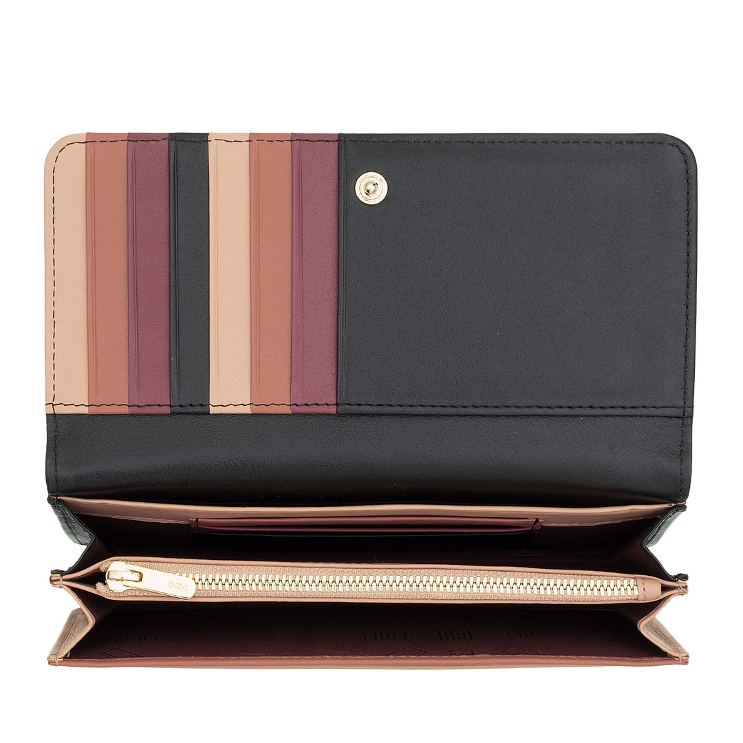 DUDU Cartera grande de mujer en bolsita RFID de piel suave multicolor