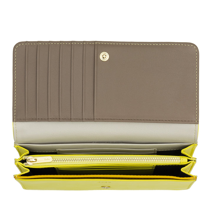 DUDU Cartera grande de mujer en bolsita RFID de piel suave multicolor