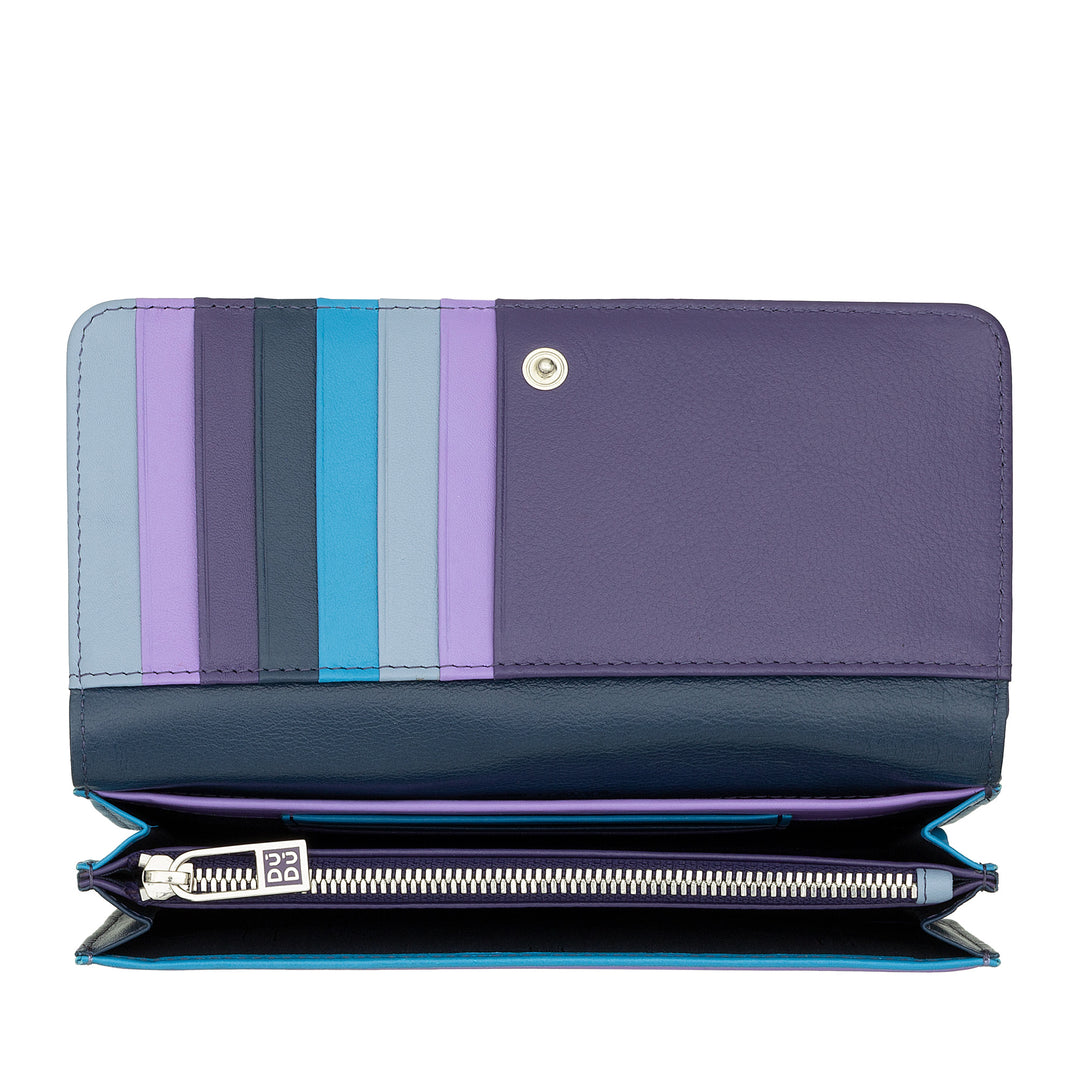 DUDU Women's Large Soft Leather Multicolor RFID Bag Wallet