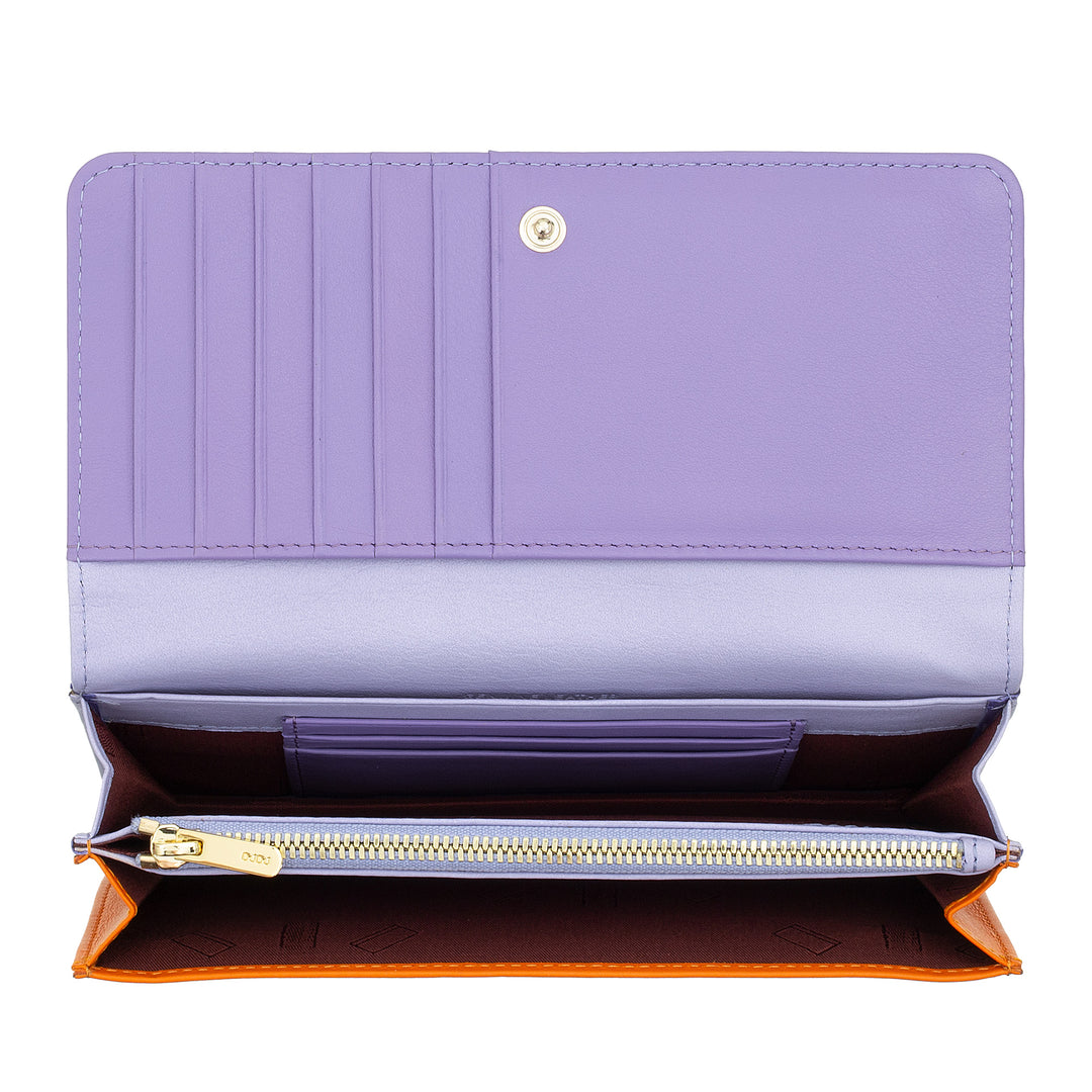 DUDU Cartera grande de mujer en bolsita RFID de piel suave multicolor