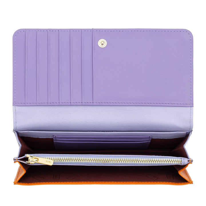 DUDU Cartera grande de mujer en bolsita RFID de piel suave multicolor