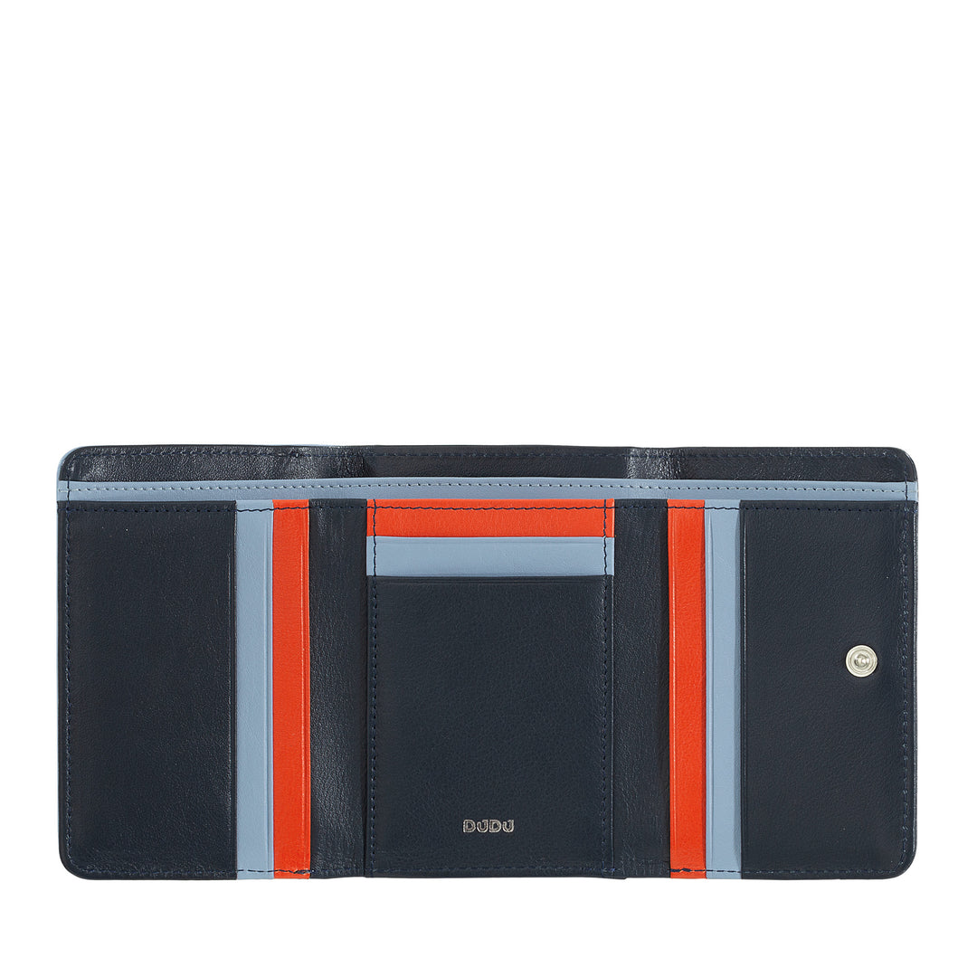 DUDU Women's Small RFID Multicolor Leather Wallet