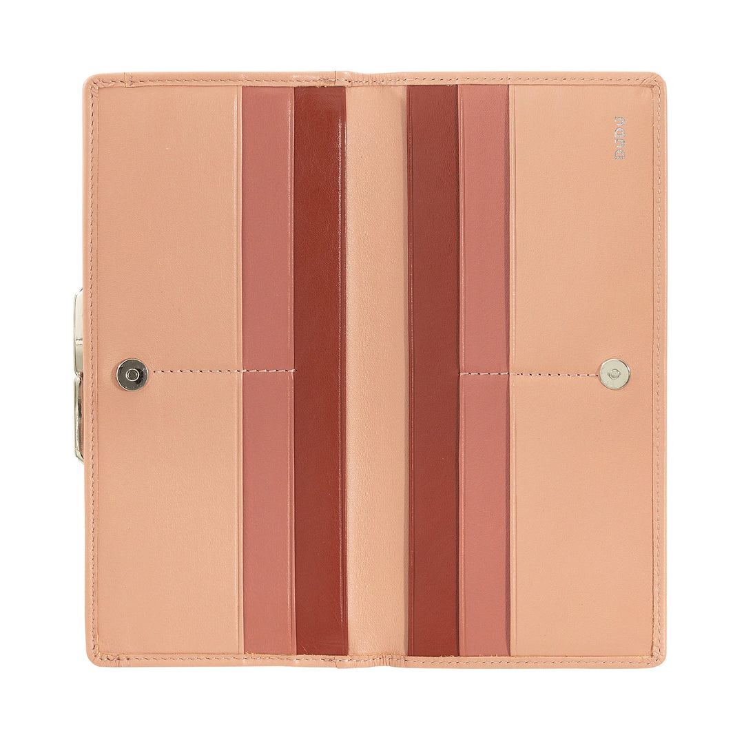 DUDU Cartera Grande para Mujer de Piel Auténtica con Protección RFID, Tarjetero con Monedero Clic Clac, Billetera Colorida