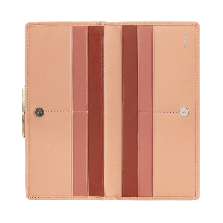DUDU Cartera Grande para Mujer de Piel Auténtica con Protección RFID, Tarjetero con Monedero Clic Clac, Billetera Colorida
