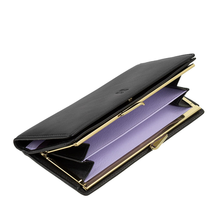 DUDU Cartera Grande para Mujer de Piel Auténtica con Protección RFID, Tarjetero con Monedero Clic Clac, Billetera Colorida