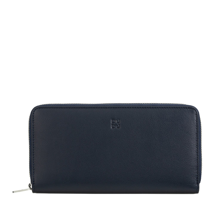 DuDu Cartera de mujer grande con cremallera RFID cuero Nappa Zip Around 14 bolsillos para tarjetas de crédito y monedero