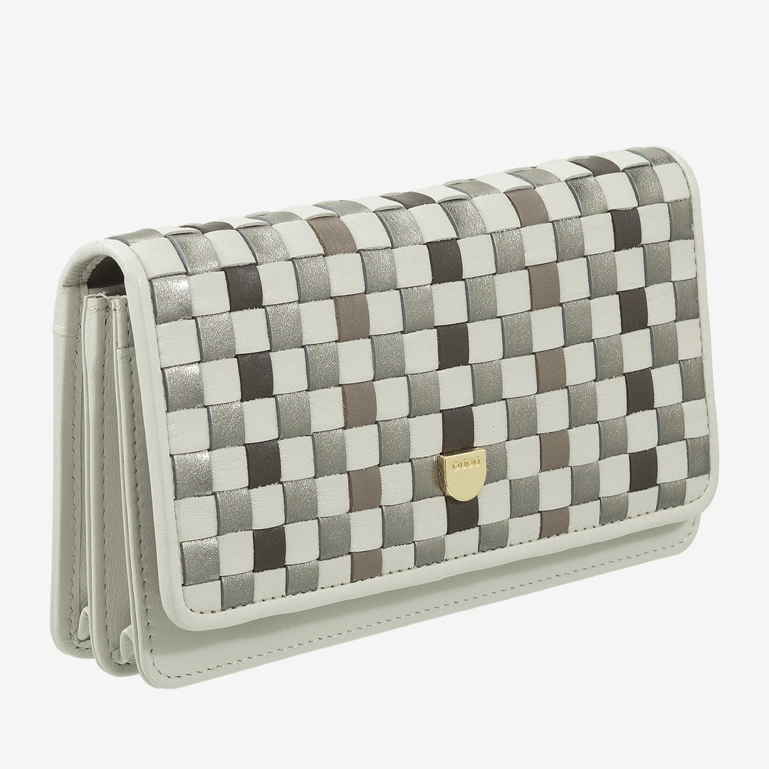 DUDU Portafoglio Donna Intrecciato in Vera Pelle – Portamonete con Zip, Porta Carte Banconote e Scomparti, Elegante Design Artigianale