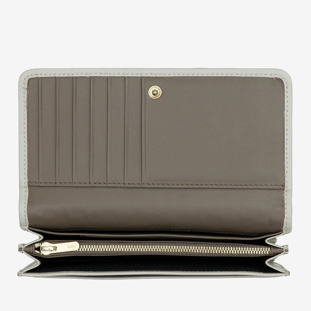 DUDU Portafoglio Donna Intrecciato in Vera Pelle – Portamonete con Zip, Porta Carte Banconote e Scomparti, Elegante Design Artigianale