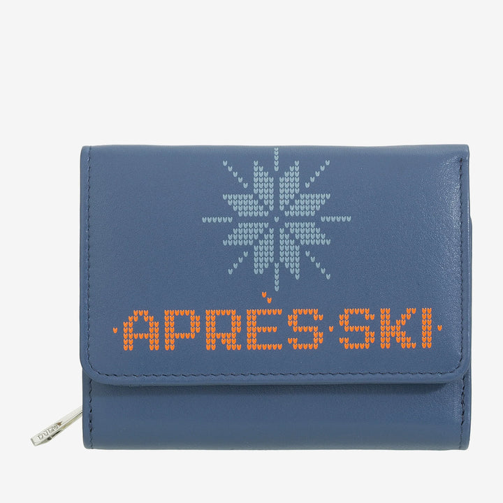 DUDU Cartera Pequeña de Mujer de Piel con Monedero con Cremallera - Diseño Compacto y Escritura Après Ski - Cartera para Tarjetas y Billetes, Moda de Moda