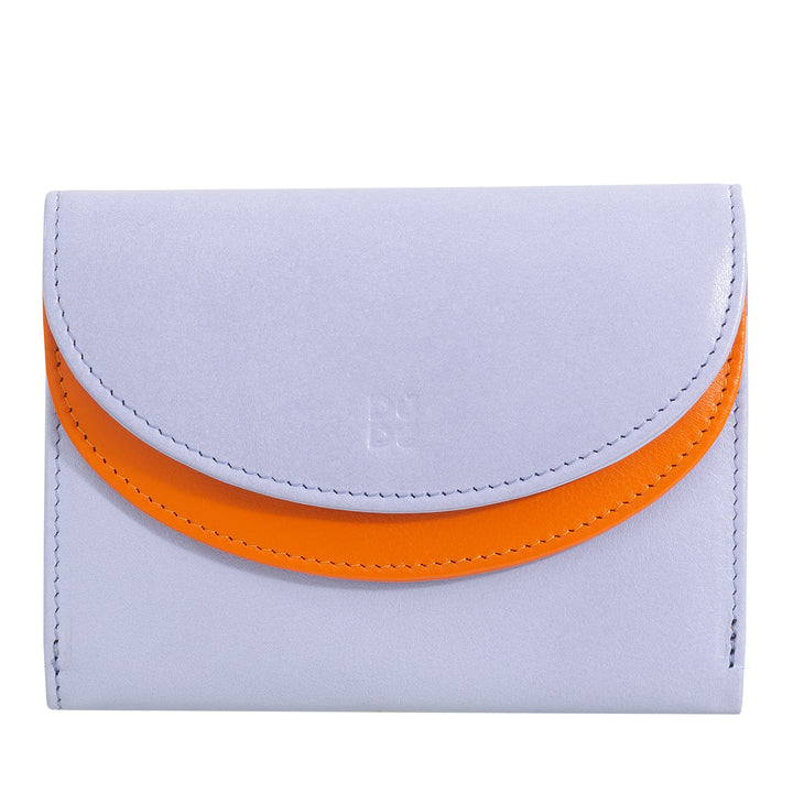 DUDU Cartera de piel auténtica RFID para mujer con monedero, cartera colorida con doble solapa, tarjetero, tarjetero para billetes