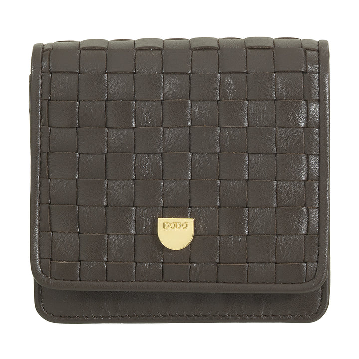 Cartera Pequeña de Mujer DUDU en Piel Trenzada - Elegante y Compacta con Compartimentos para Tarjetas, Tarjetas, Billetes y Monedas - Diseño Refinado