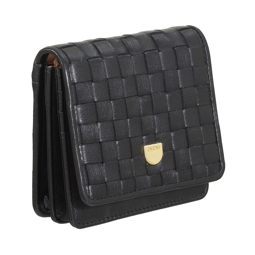 Cartera Pequeña de Mujer DUDU en Piel Trenzada - Elegante y Compacta con Compartimentos para Tarjetas, Tarjetas, Billetes y Monedas - Diseño Refinado