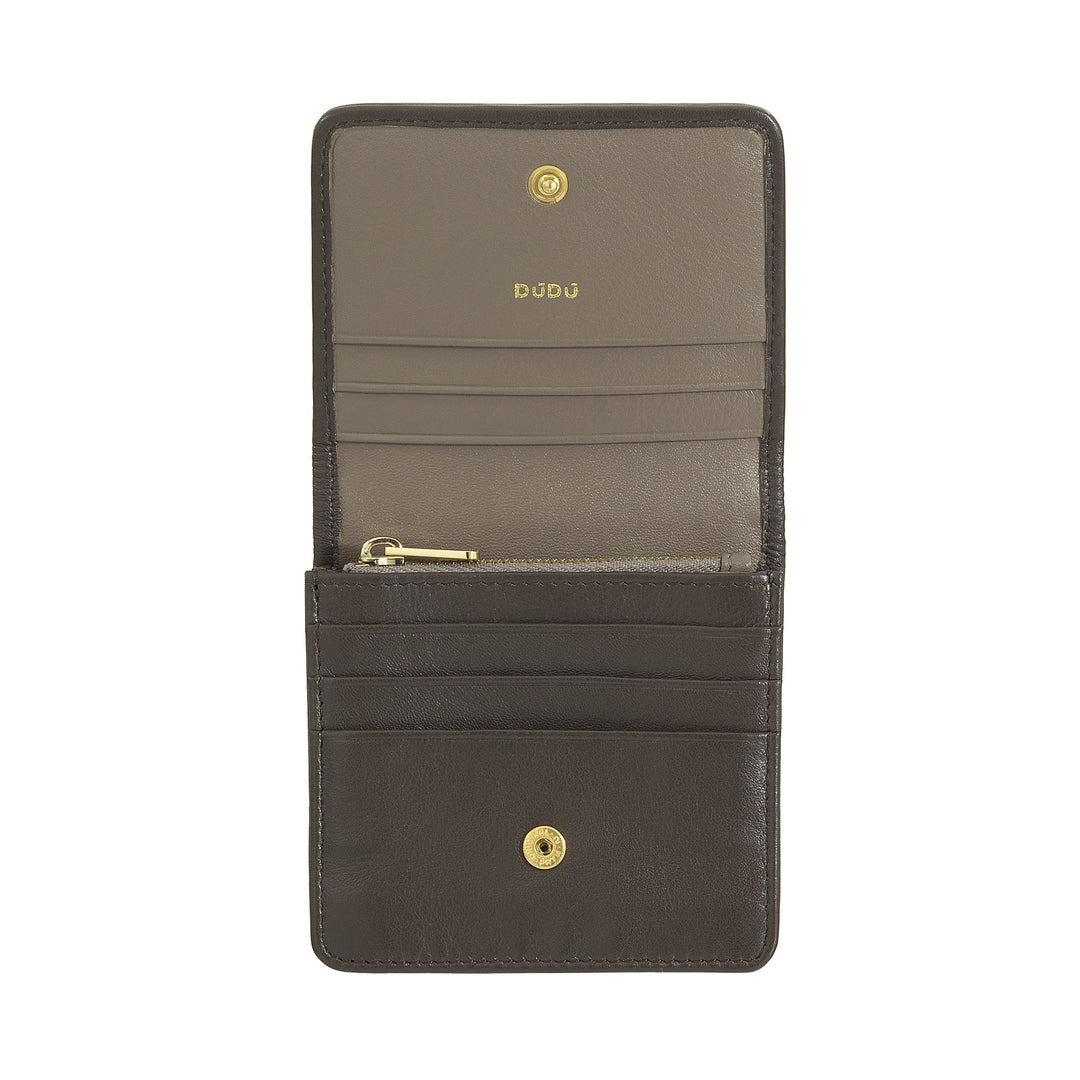 Cartera Pequeña de Mujer DUDU en Piel Trenzada - Elegante y Compacta con Compartimentos para Tarjetas, Tarjetas, Billetes y Monedas - Diseño Refinado