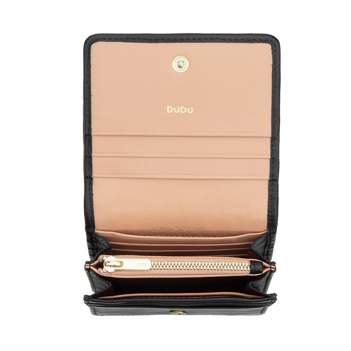 Cartera Pequeña de Mujer DUDU en Piel Trenzada - Elegante y Compacta con Compartimentos para Tarjetas, Tarjetas, Billetes y Monedas - Diseño Refinado