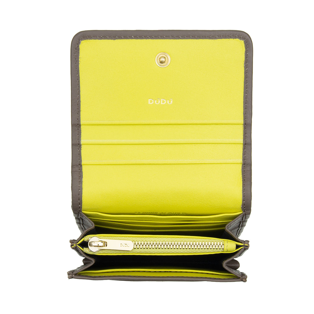 Cartera Pequeña de Mujer DUDU en Piel Trenzada - Elegante y Compacta con Compartimentos para Tarjetas, Tarjetas, Billetes y Monedas - Diseño Refinado