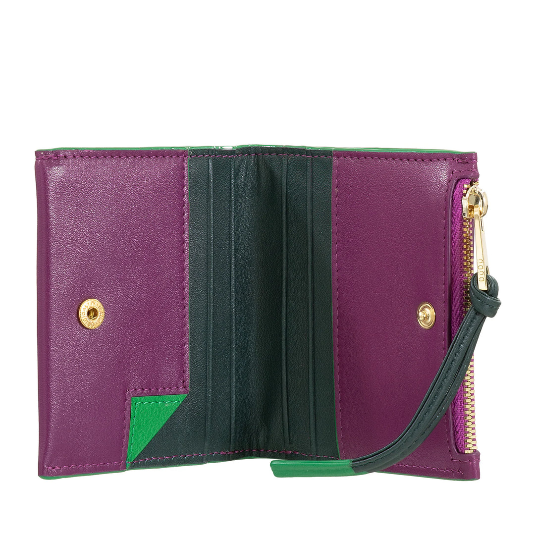 DUDU Cartera pequeña de piel para mujer con cremallera - Cartera delgada y compacta con tarjetero, monedero con cremallera y billetes