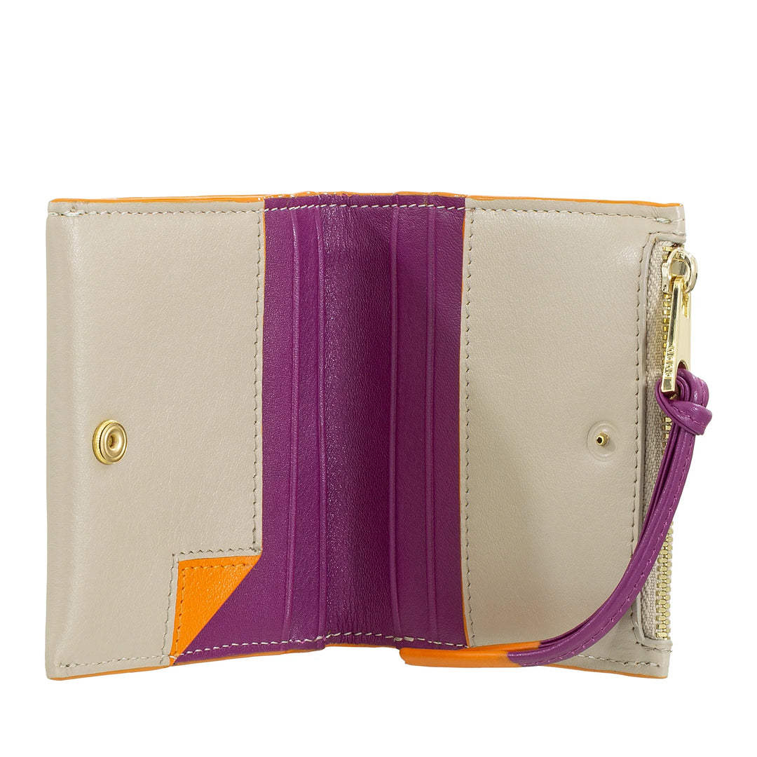 DUDU Petit Portefeuille en Cuir pour Femme avec Fermeture Éclair - Portefeuille Compact Fin avec Porte-Cartes, Poche à Monnaie avec Fermeture Éclair et Billets de Banque