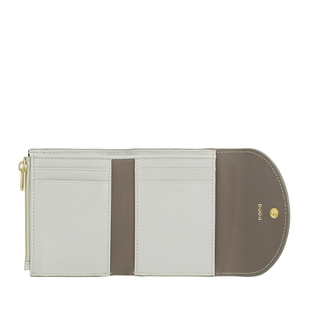 DUDU Cartera de mujer pequeña y compacta de piel con tarjetero y monedero - Carteras de mujer de piel auténtica elegantes y espaciosas