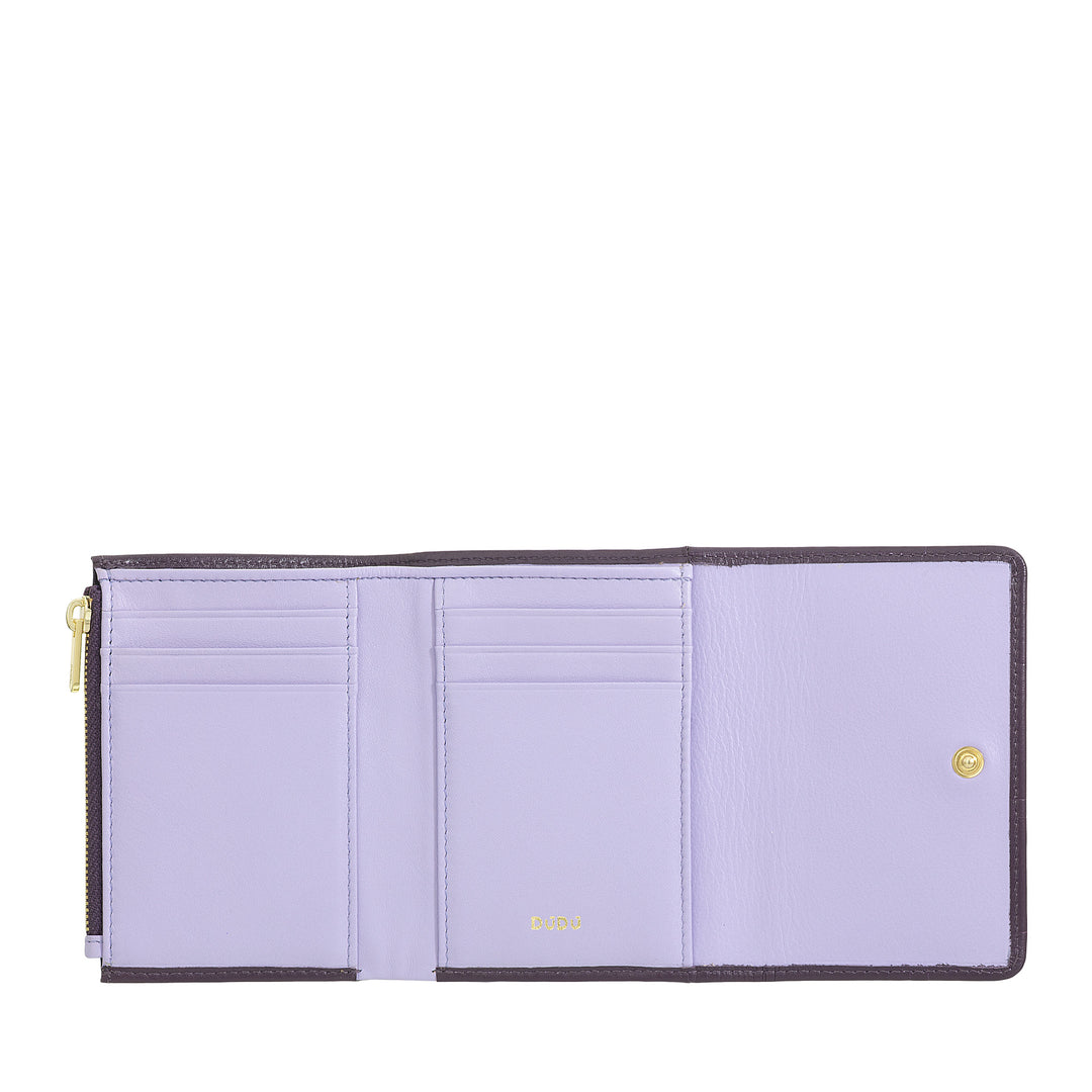 DUDU Cartera Pequeña RFID para Mujer en Piel Auténtica Estampada, Carteras con Bolsillo con Cremallera - Elegante, Compacta para Monedero, Perfecta para Tarjetas y Monedas