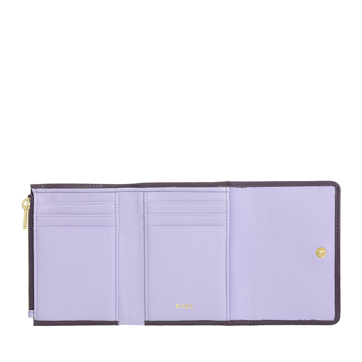 DUDU Cartera Pequeña RFID para Mujer en Piel Auténtica Estampada, Carteras con Bolsillo con Cremallera - Elegante, Compacta para Monedero, Perfecta para Tarjetas y Monedas