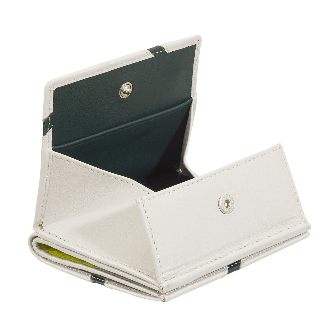 DUDU Unisex-Geldbörse aus echtem Leder – Bifold mit Knopfverschluss und externem Münzfach – Design inspiriert von Tennisplatzturnieren