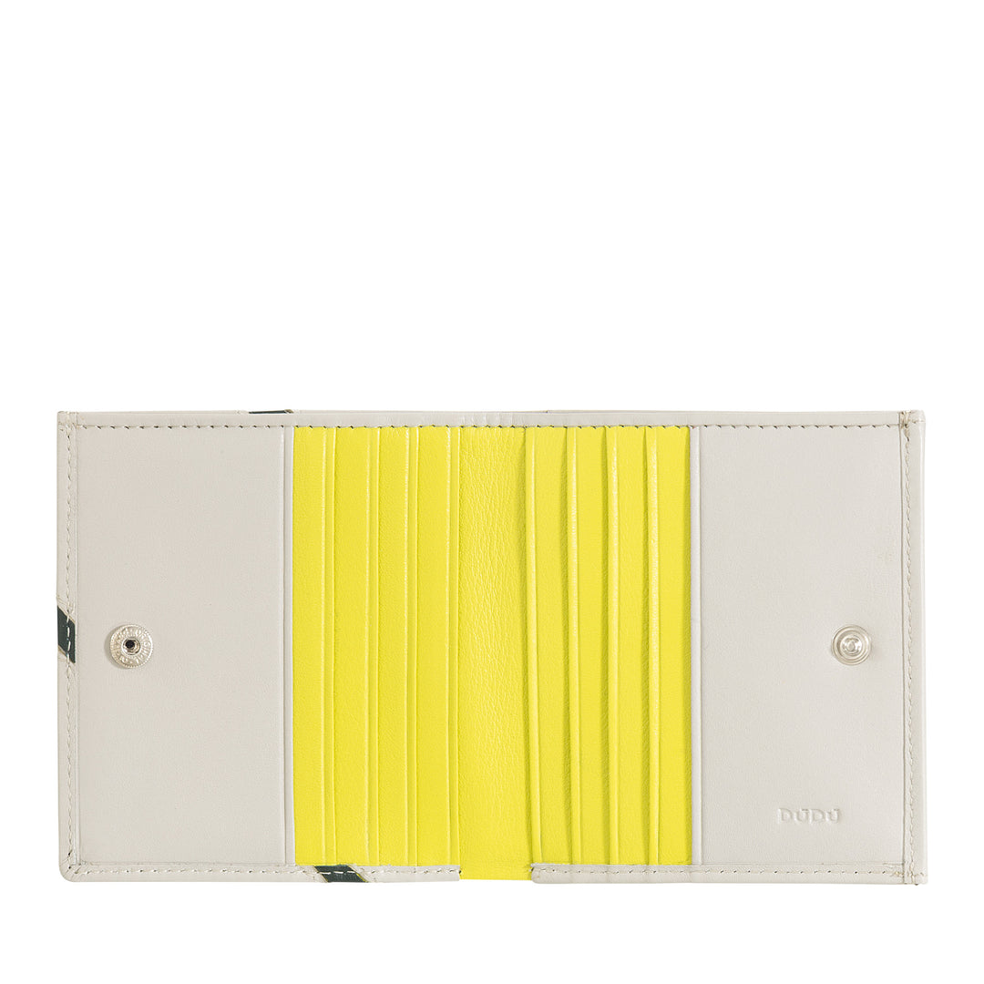 DUDU Unisex-Geldbörse aus echtem Leder – Bifold mit Knopfverschluss und externem Münzfach – Design inspiriert von Tennisplatzturnieren