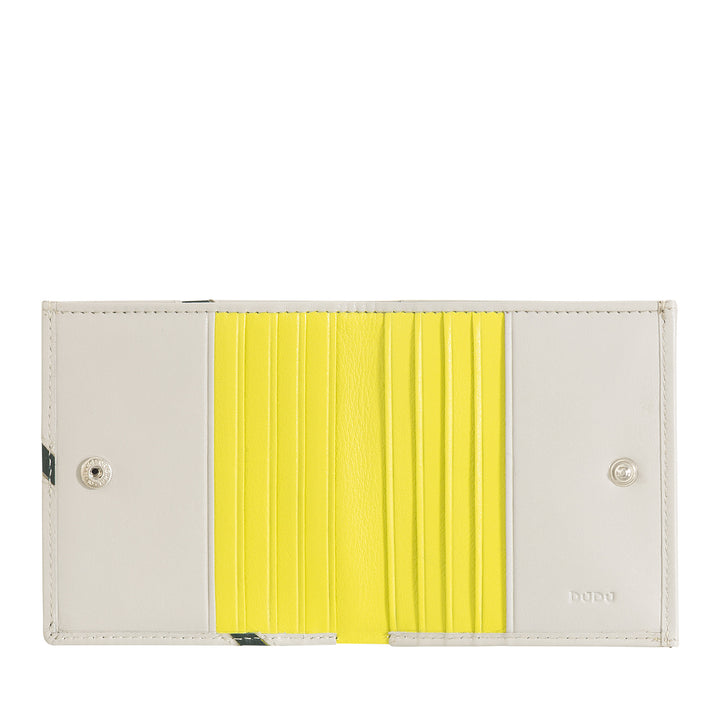 DUDU Unisex-Geldbörse aus echtem Leder – Bifold mit Knopfverschluss und externem Münzfach – Design inspiriert von Tennisplatzturnieren