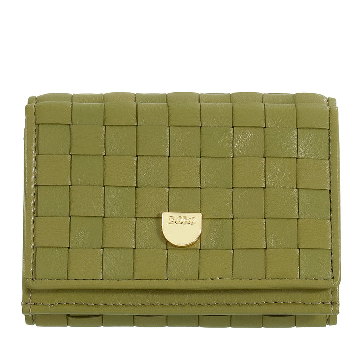 DUDU Cartera Pequeña de Mujer en Piel Tejida con Monedero - Elegante y Compacta Cartera de Piel Tejida Tarjetero
