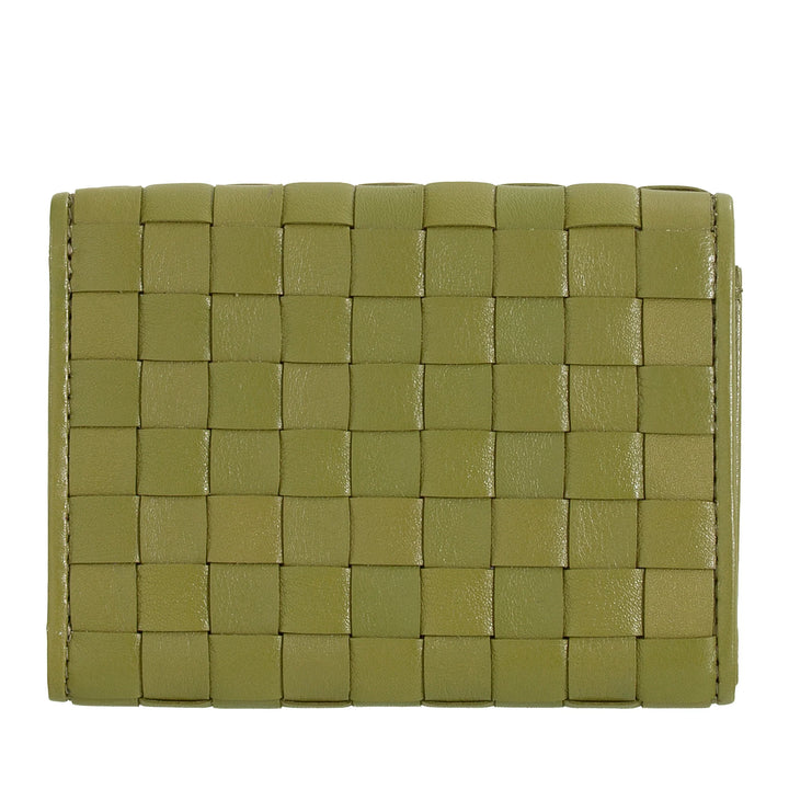 DUDU Cartera Pequeña de Mujer en Piel Tejida con Monedero - Elegante y Compacta Cartera de Piel Tejida Tarjetero