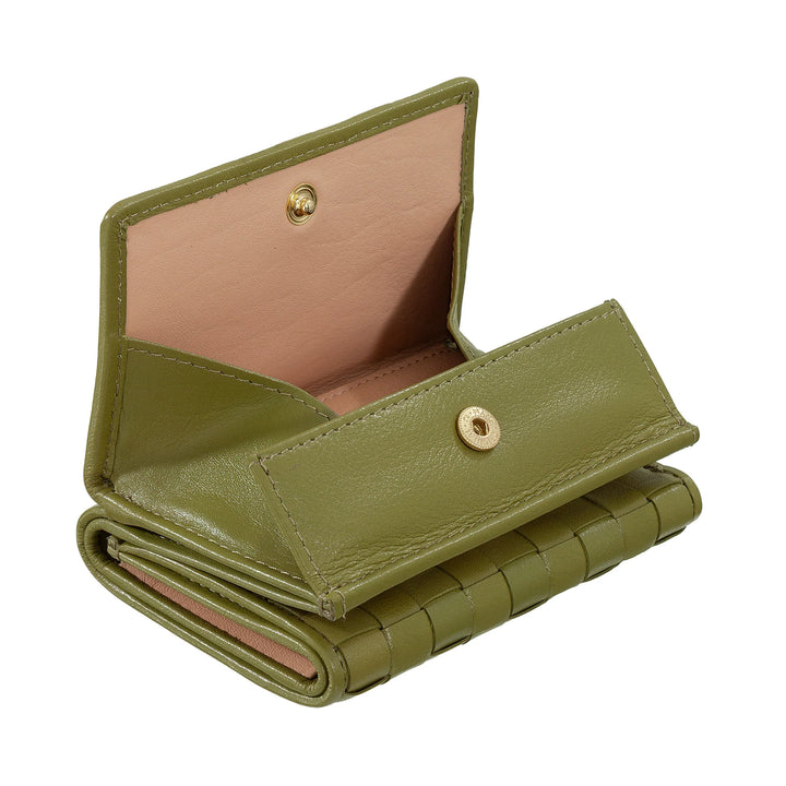 DUDU Cartera Pequeña de Mujer en Piel Tejida con Monedero - Elegante y Compacta Cartera de Piel Tejida Tarjetero