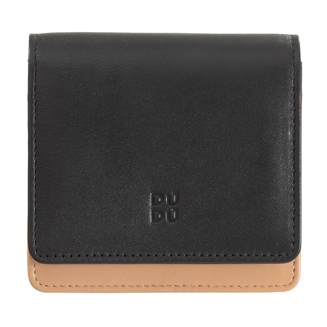 DuDu Portefeuille pour femme en cuir RFID coloré ultra-compact avec fermeture à glissière intérieure et porte-cartes à 8 cartes