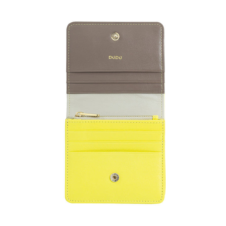 DUDU Cartera de Mujer Pequeña Ultra Compacta Colorida de Piel Blindada RFID con Cremallera Interna y 8 Tarjeteros