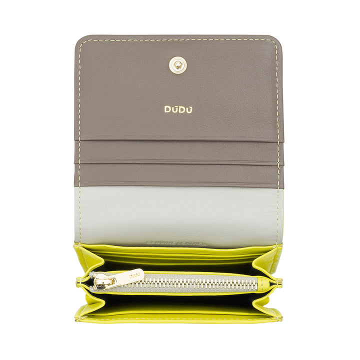 DUDU Cartera de Mujer Pequeña Ultra Compacta Colorida de Piel Blindada RFID con Cremallera Interna y 8 Tarjeteros