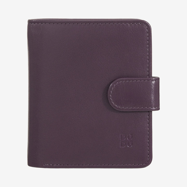 DUDU Cartera Pequeña de Mujer de Piel con Monedero con Cremallera, Monedero Compacto con Cierre de Botón, Porta Billetes, Tarjetero y Protección RFID