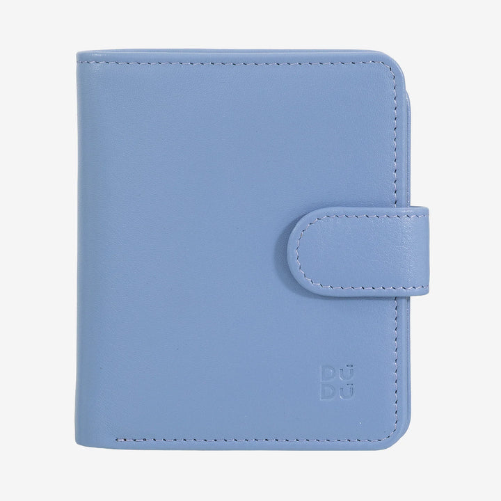 DUDU Cartera Pequeña de Mujer de Piel con Monedero con Cremallera, Monedero Compacto con Cierre de Botón, Porta Billetes, Tarjetero y Protección RFID