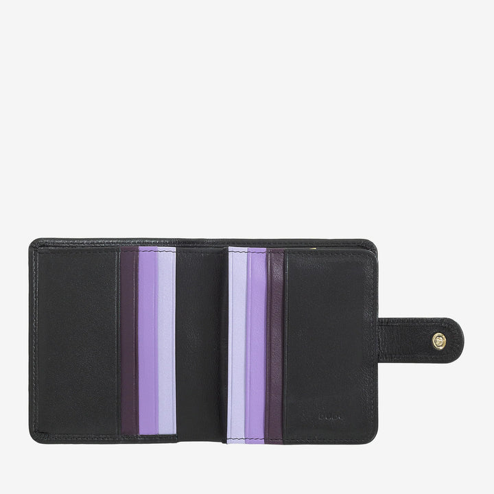 DUDU Cartera Pequeña de Mujer de Piel con Monedero con Cremallera, Monedero Compacto con Cierre de Botón, Porta Billetes, Tarjetero y Protección RFID