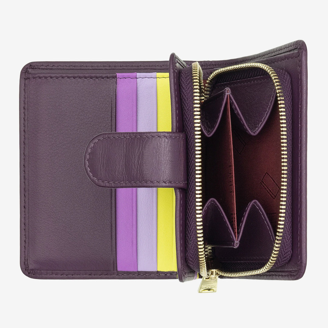 DUDU Cartera Pequeña de Mujer de Piel con Monedero con Cremallera, Monedero Compacto con Cierre de Botón, Porta Billetes, Tarjetero y Protección RFID