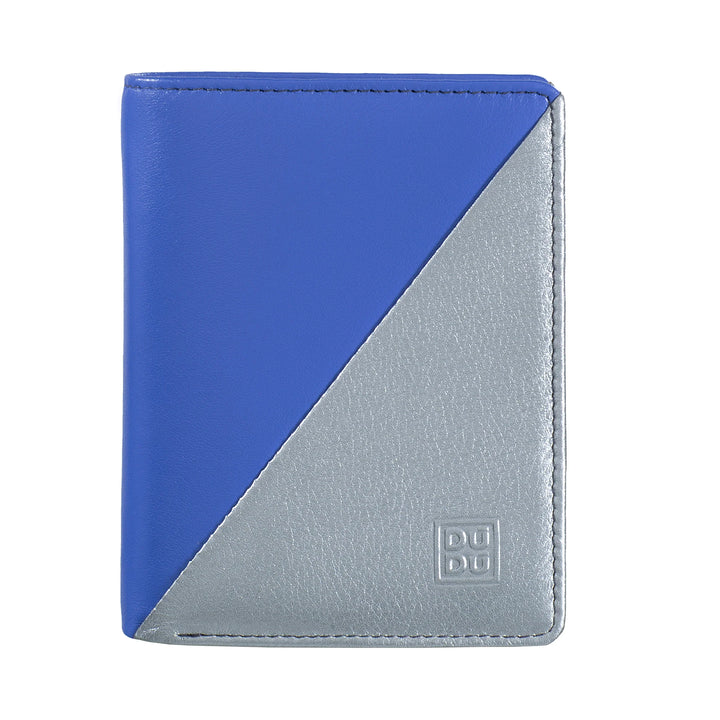 DUDU Kleine Damenbrieftasche aus farbigem Leder mit Karten- und Kartenetui mit Reißverschluss und Knopf
