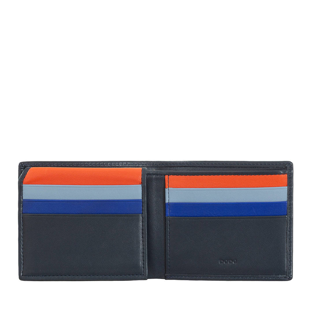 DuDu Cartera pequeña RFID para hombre Multicolor Leather Tarjetas de soporte Tarjetas de tarjeta