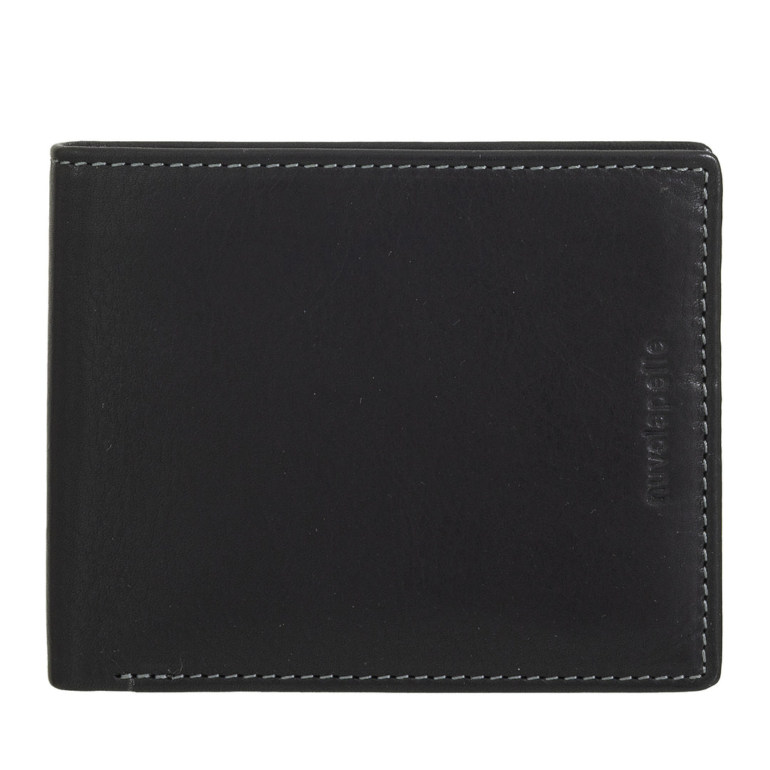 Nuvola Pelle Petit portefeuille en cuir pour homme avec porte-monnaie – Compact et élégant avec compartiments pour cartes, cartes et billets, design fin