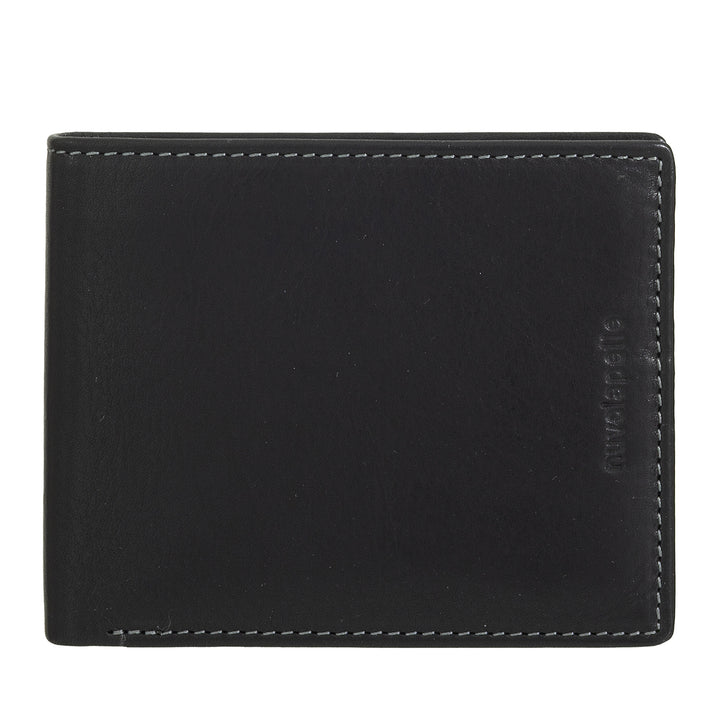 Nuvola Pelle Petit portefeuille en cuir pour homme avec porte-monnaie – Compact et élégant avec compartiments pour cartes, cartes et billets, design fin