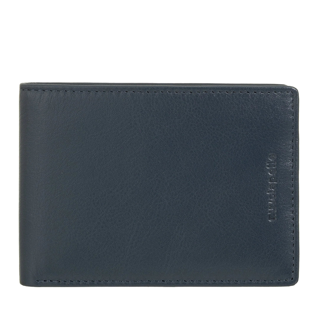 Nuvola Pelle Portafoglio Uomo Compatto Slim in Vera - Portacarte Pelle Porta Banconote e 6 Tasche Slot Porta Tessere Documenti