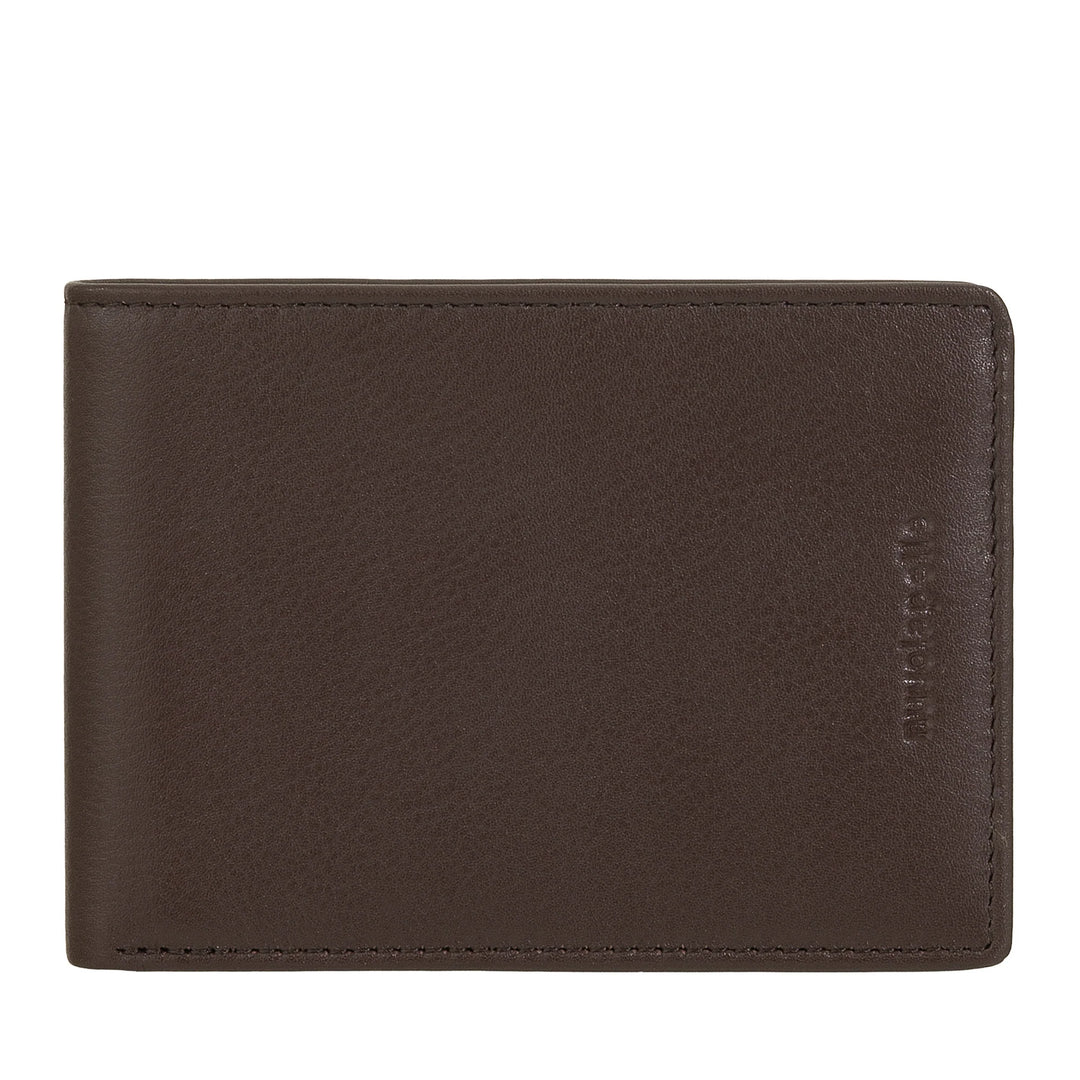Portefeuille pour hommes Nuvola Pelle Compact Slim en cuir véritable - Porte-billets et 6 poches fendues pour cartes et documents